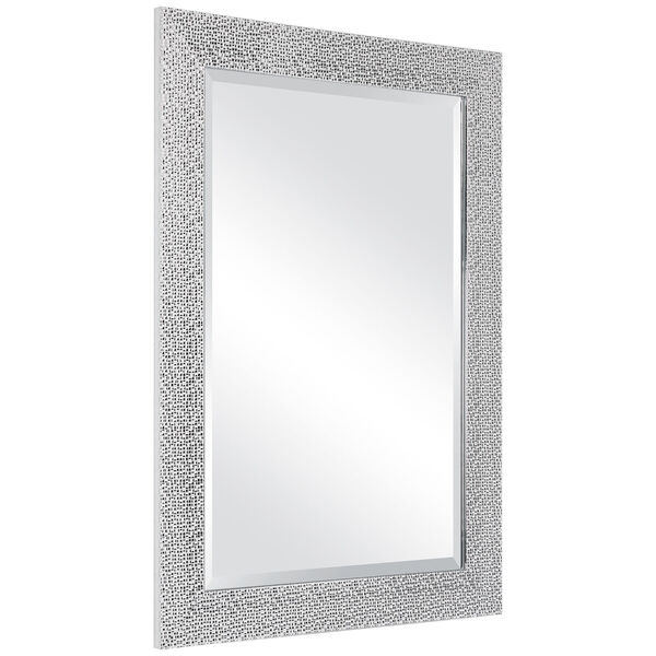 Wellington White and Silver Textured Rectangular Wall Mirror, image 5