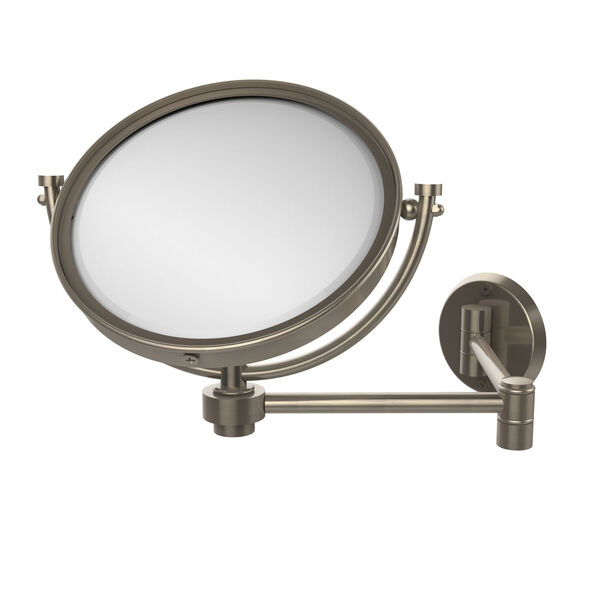 8 Inch Wall Mounted Extending Make-Up Mirror 2X Magnification, Antique Pewter, image 1
