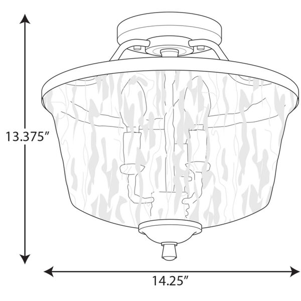 Bowman Matte Black 14-Inch Three-Light Semi-Flush Mount with Clear Chiseled Glass Shade, image 4