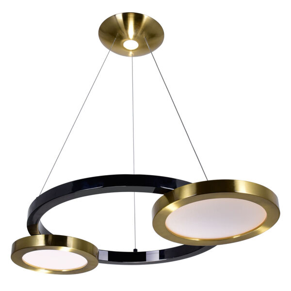 Deux Lunes Brass Pearl Black 37-Inch LED Chandelier, image 2