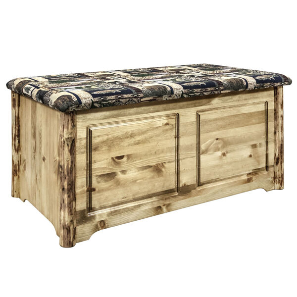 Glacier Country Stain and Lacquer Blanket Chest with Woodland Upholstery, image 1