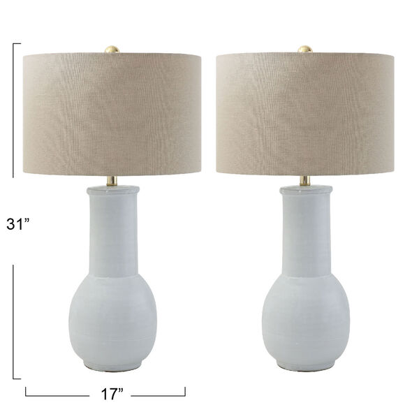 Sonoma White Terracotta Table Lamps with Natural Linen Shades - Set of 2, image 4