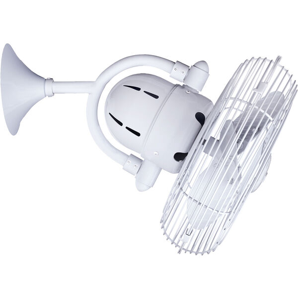 Kaye Gloss White 13-Inch Oscillating Wall Fan with Metal Blades, image 1
