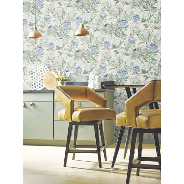 Protea Cream Blue Wallpaper, image 1