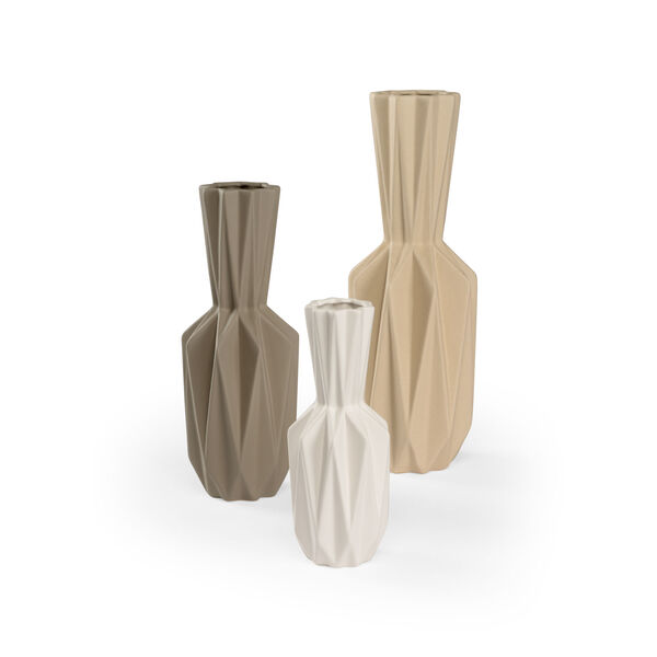 White and Gray 7-Inch Lerdorf Vases, Set of 3, image 1