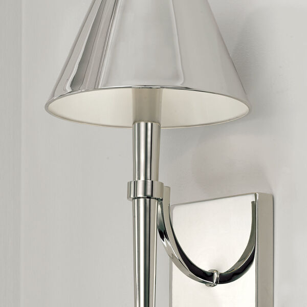 Holden Polished Nickel One-Light Sconce with Metal Shade with White Interior, image 2