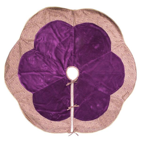 Baroque Purple 60-Inch Tree Skirt with Luxurious Cotton Velvet Fabric, image 1