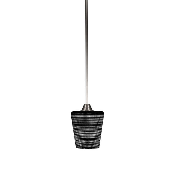 Paramount Brushed Nickel One-Light 6-Inch Mini Pendant with Black Matric Glass, image 1