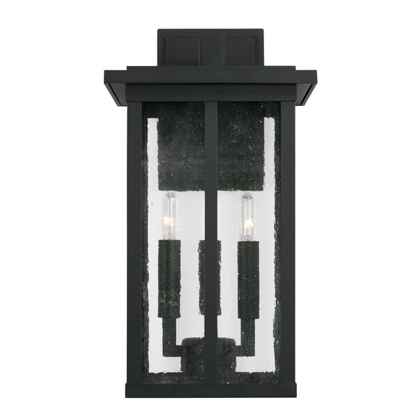 Barrett Black Three-Light Outdoor Wall Lantern with Antiqued Glass, image 2