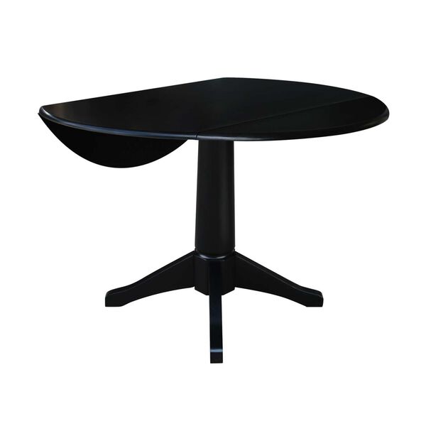 Black 30-Inch High Round Dual Drop Leaf Pedestal Dining Table, image 3