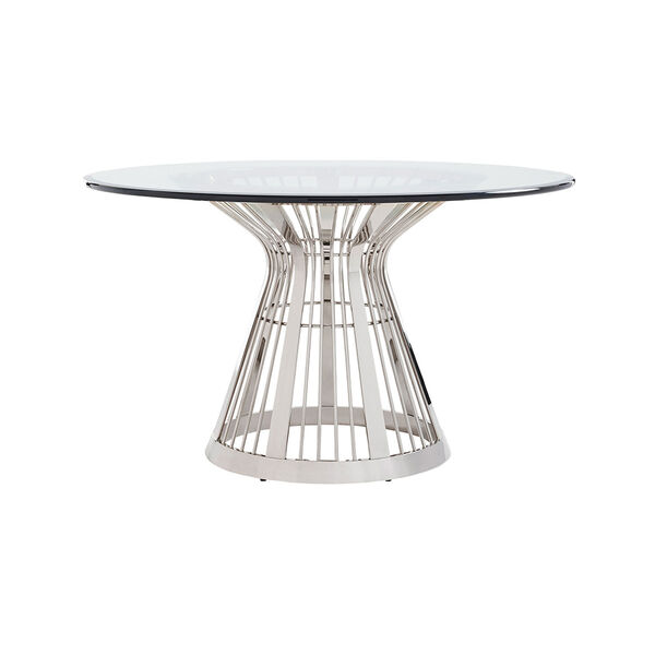 Ariana Silver Riviera Stainless Dining Table With 54 In. Glass Top, image 1
