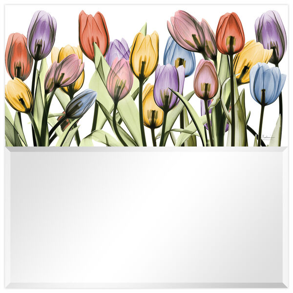 Tulip Scape Multicolor 38 x 38-Inch Square Beveled Wall Mirror, image 4