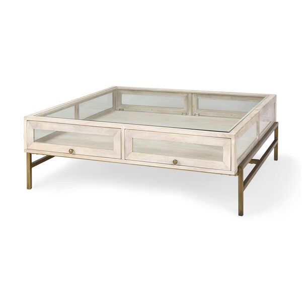Arelius White and Gold Square Display Coffee Table, image 1