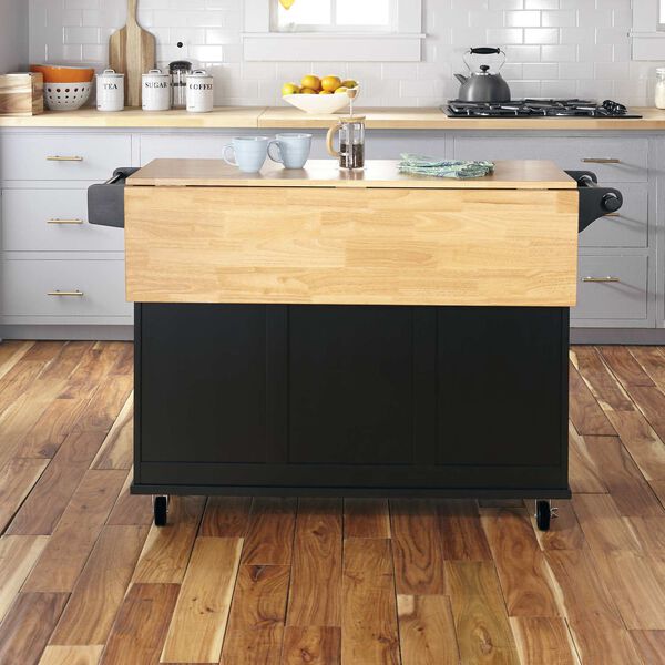 Blanche Black and Natural Kitchen Cart, image 3