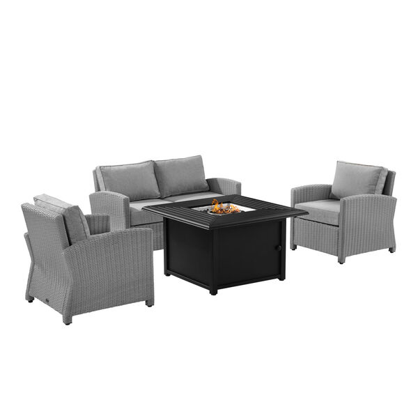 Bradenton Gray Wicker Convers Set with Fire Table, Four-Piece, image 6