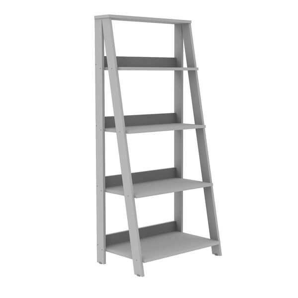 55-Inch Wood Ladder Bookshelf - Grey, image 2