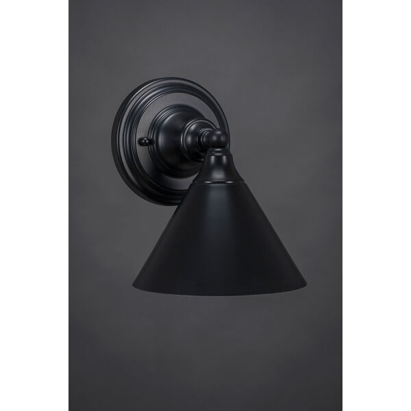 Matte Black Wall Sconce with 7-Inch Metal Shade, image 1