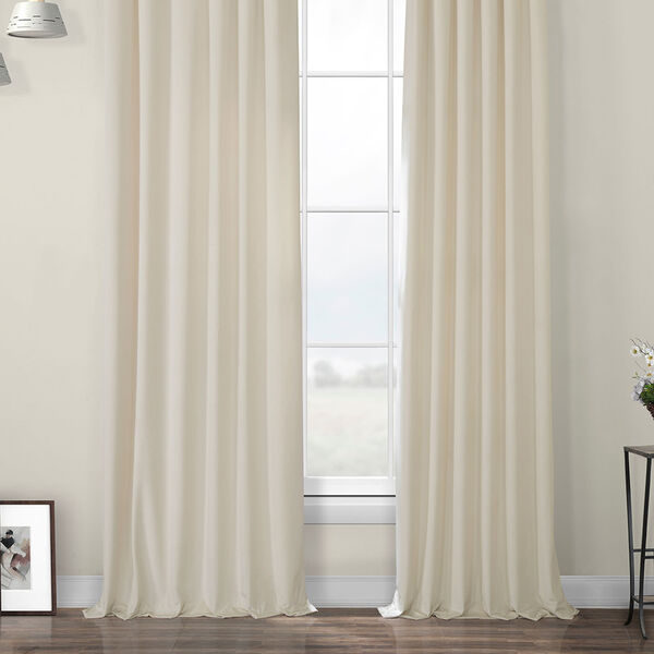 Ivory Heritage Plush Velvet Curtain Single Panel, image 6