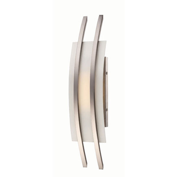 Trax Brushed Nickel One-Light LED Wall Sconce w/ Frosted Glass, image 1