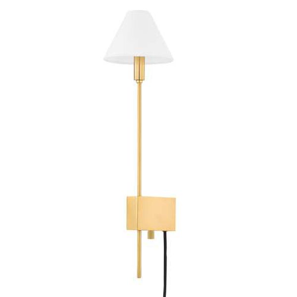 Teaneck Aged Brass One-Light Plug-In Sconce, image 1