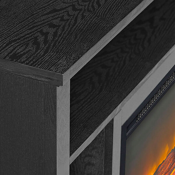44-inch Wood Corner Highboy Fireplace TV Stand - Black, image 4