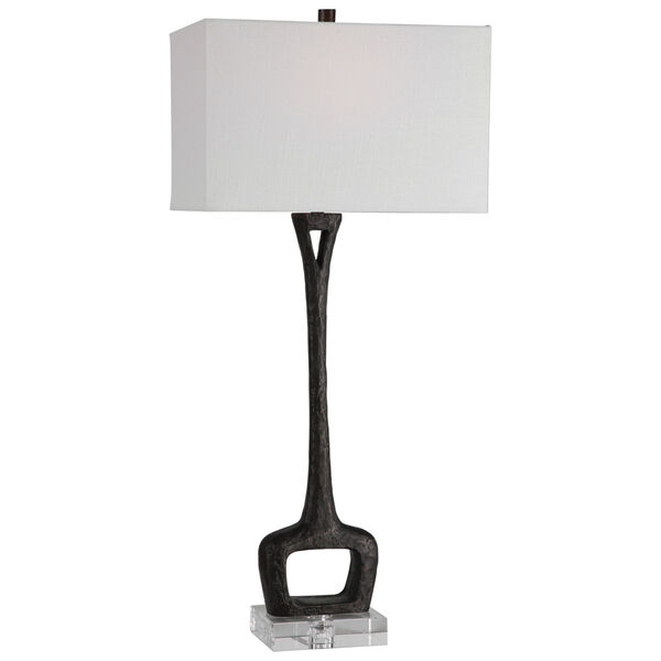 Darbie Aged Black One-Light Table Lamp with Rectangle Hardback Shade, image 1