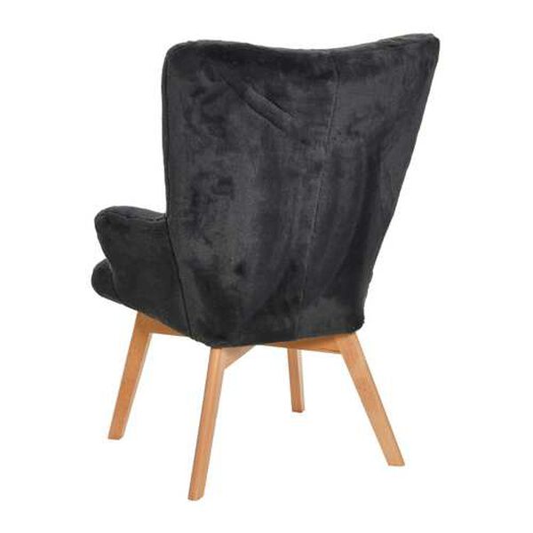 Dark Grey Plush Wingback Chair, image 3
