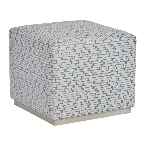 Blue and White Colby Ottoman, image 1