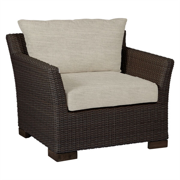Club Woven Black Walnut Lounge Chair with Linen Dove Cushion, image 1