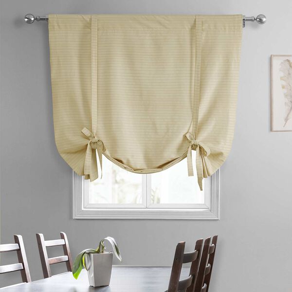 Champagne Beige Hand Weaved Cotton Tie-Up Window Shade Single Panel, image 2