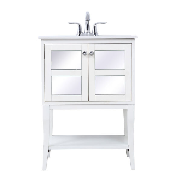 Mason White 24-Inch Single Bathroom Mirrored Vanity Sink Set, image 1