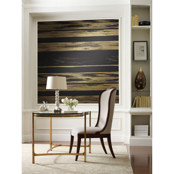 Ronald Redding 24 Karat Black and Gold Horizontal Dry Brush Wallpaper, image 6