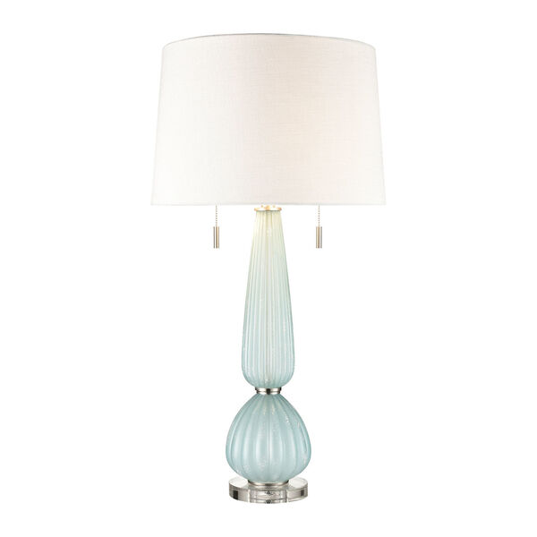 Mariani Blue and Clear Two-Light Table Lamp, image 1