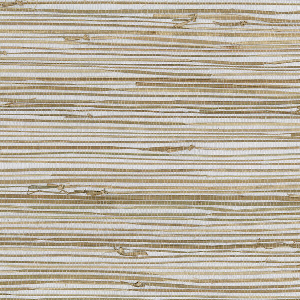 Regular Buddle White, Brown and Tan Grasscloth Wallpaper - SAMPLE SWATCH ONLY, image 1