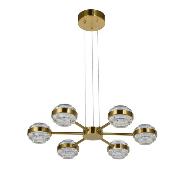 Milano Antique Brass Adjustable Six-Light Integrated LED Pendant, image 3