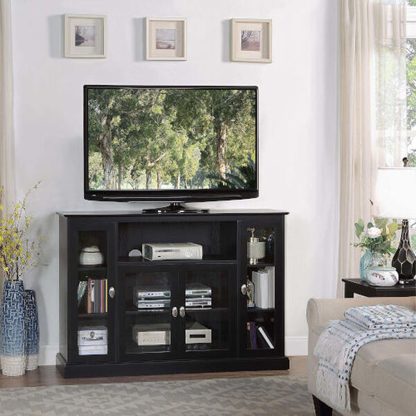 Summit Black TV Stand with Storage Cabinets and Shelves, image 2