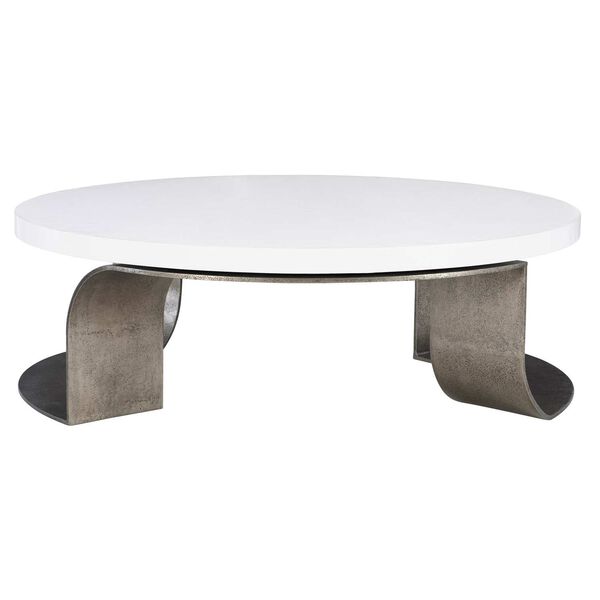 Catalina Graphite and White Plaster Round Cocktail Table, image 1