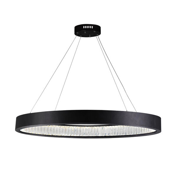 Rosalina Matte Black Integrated LED 42-Inch Chandelier with K9 Clear Crystal, image 1