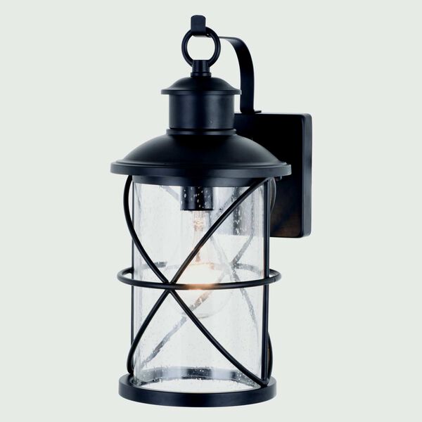 Adams Black One-Light Dusk to Dawn Outdoor Wall Lantern with Clear Glass, image 1