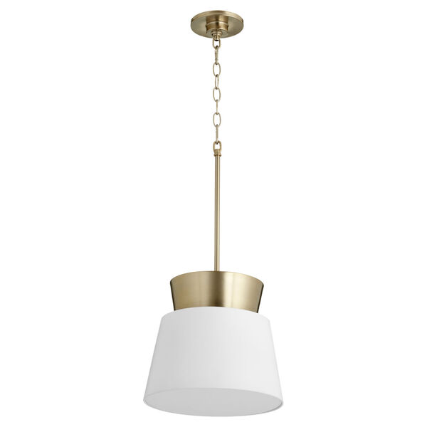 Studio White and Aged Brass 12-Inch One-Light Pendant, image 1