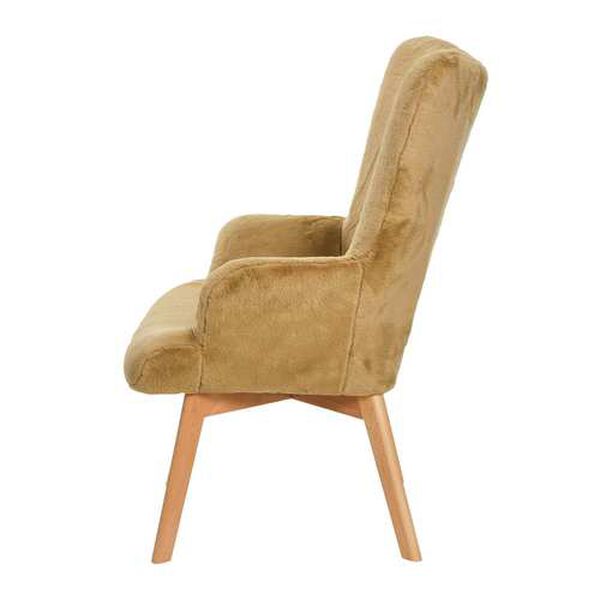 Light Brown Plush Wingback Chair, image 2