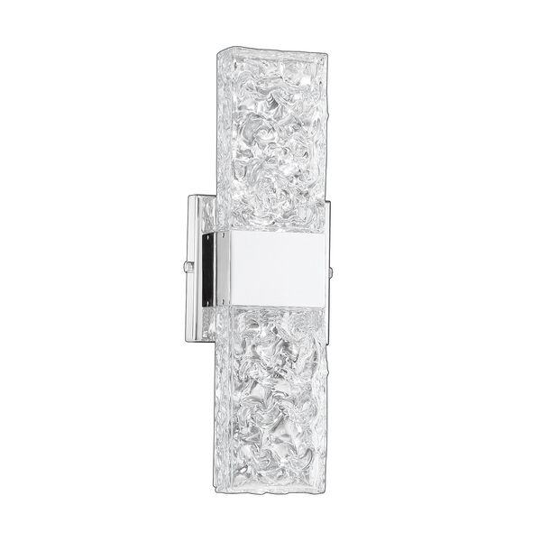 Glacier Chrome 8-Inch Two-Light LED Bath Vanity with Fossilized Ice Glass, image 2