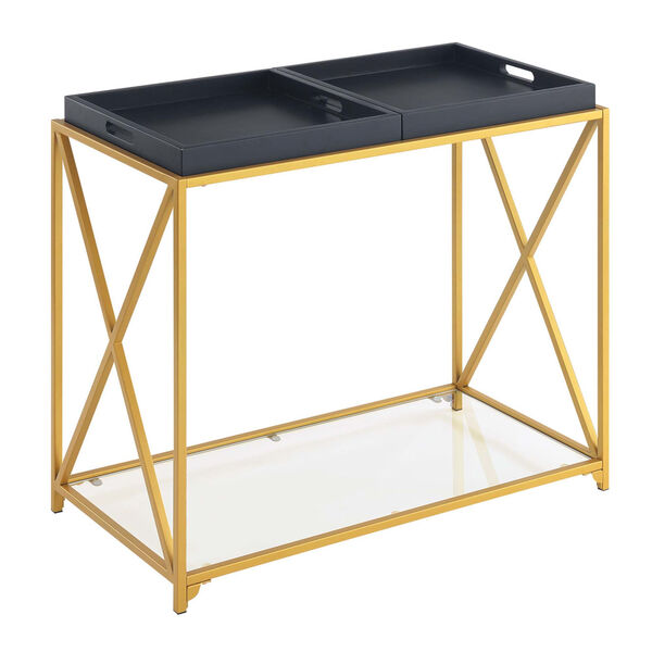 St. Andrews Black Gold Powder Coated Metal Console Table, image 1