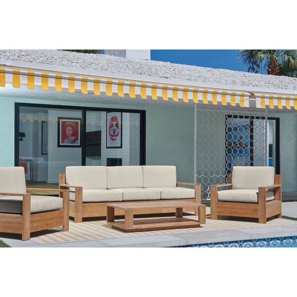Qube Natural Teak Four-Piece Deep Seating Outdoor Sofa Set with Sunbrella Canvas Cushion, image 1