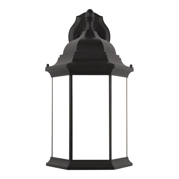 Sevier Black 13-Inch One-Light Outdoor Downlight Wall Sconce with Satin Etched Shade, image 1
