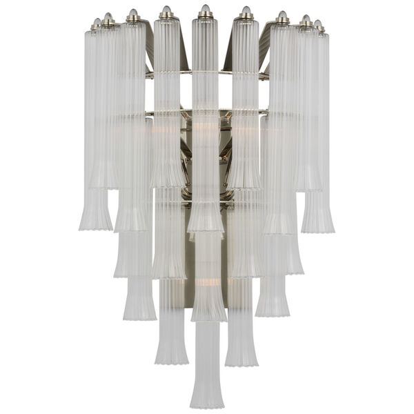 Lorelei Large Waterfall Sconce in Polished Nickel with Clear Glass by Julie Neill, image 1