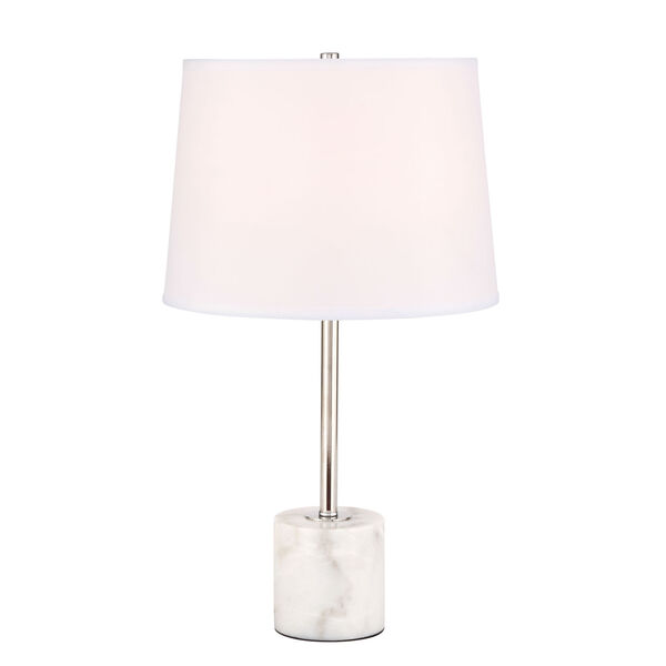 Kira Polished Nickel and White 14-Inch One-Light Table Lamp, image 1