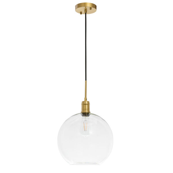 Emett Brass 13-Inch One-Light Pendant with Clear Glass, image 5