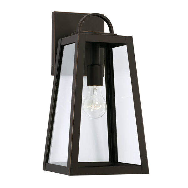 Leighton Oiled Bronze One-Light Outdoor Wall Lantern with Clear Glass, image 1