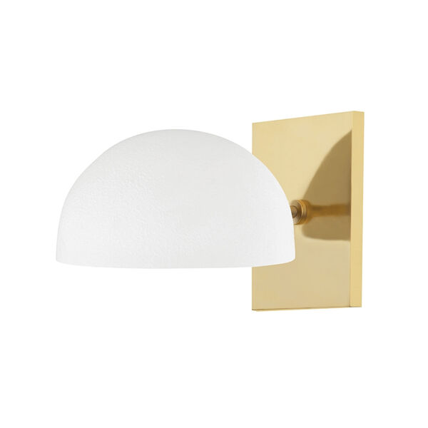 Wells Aged Brass and White Plaster One-Light Wall Sconce, image 2